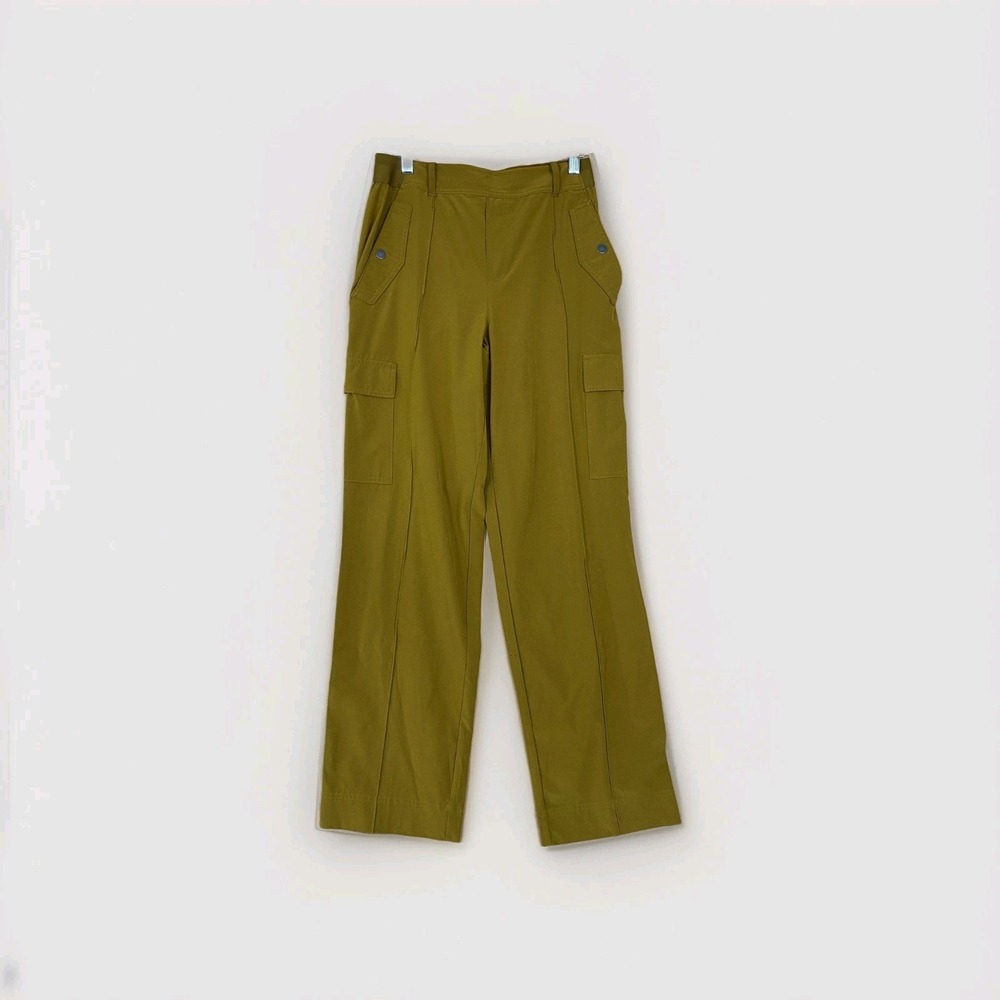 Athleta Pants Womens 4 Mustard Yellow Cargo Utility Elastic Waist Travel Pull On
